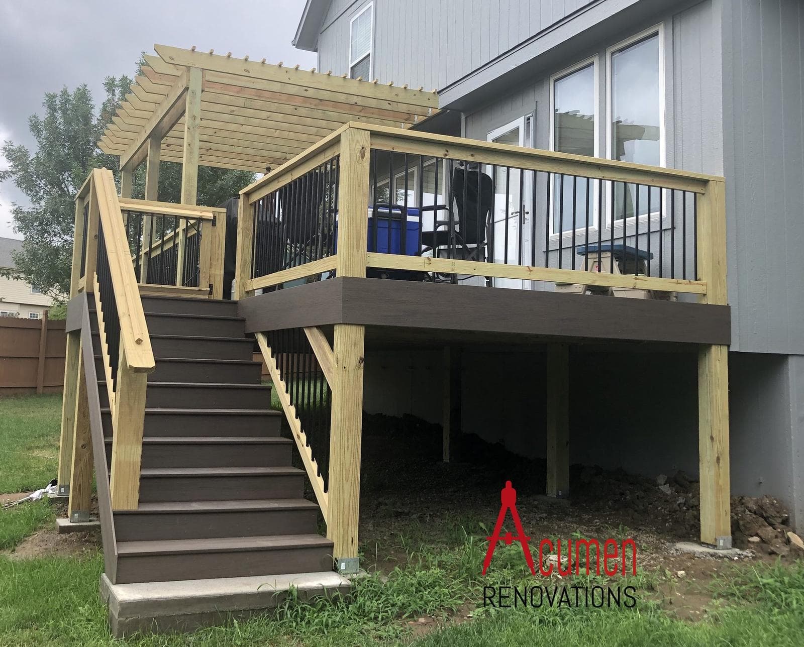 Custom deck design and outdoor living example 1